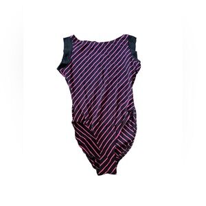 Vintage Les Steinhardt Pink Black Leotard Dance Workout Costume Medium